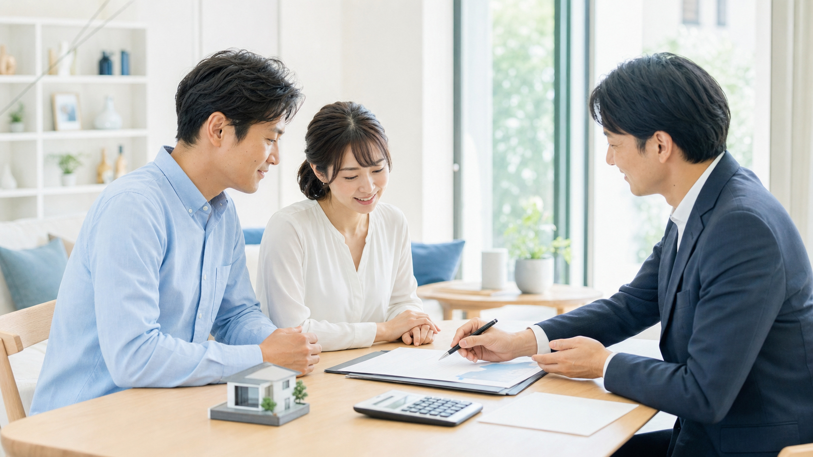 新築戸建の契約書と資金計画を確認するご夫婦